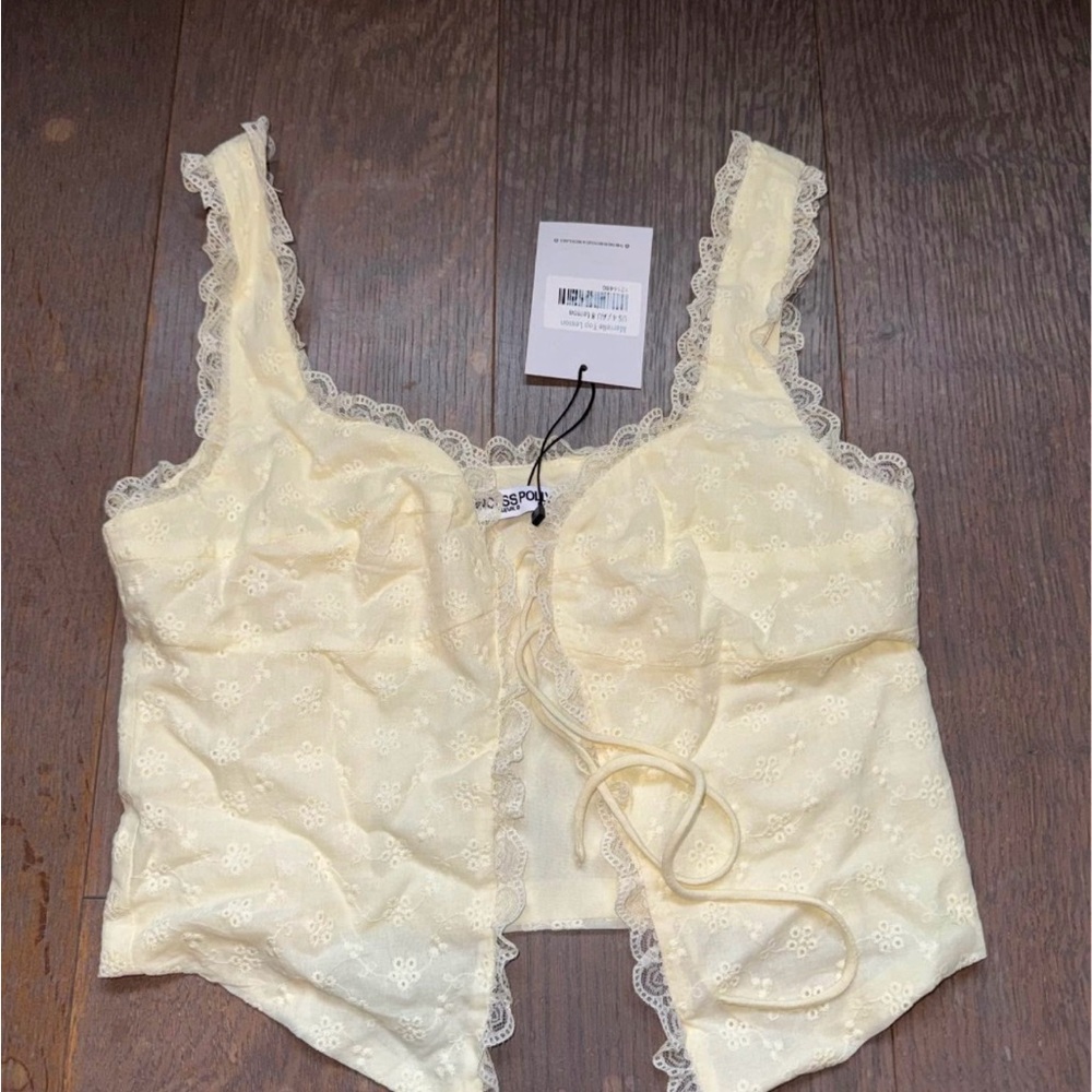 Princess Polly Lemon Lace Trim Top